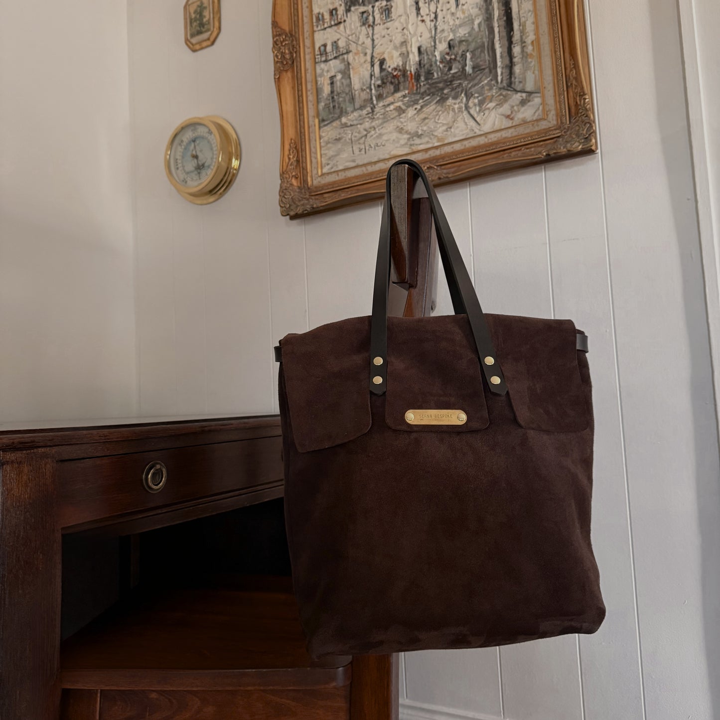 Dark Brown Suede Tote - 1 of 1