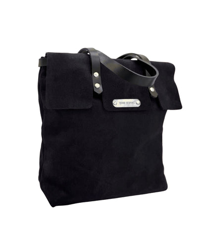 The Charleston Tote - Black Suede