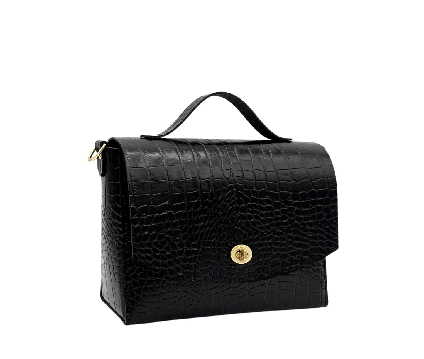 The Alexa - Black Croc Embossed