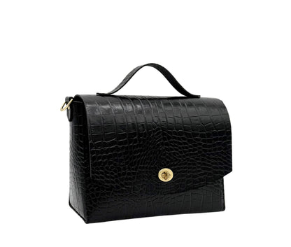 The Alexa - Black Croc Embossed