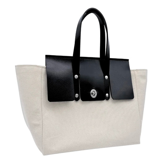 Unnamed Handbag - Natural Canvas & Buffalo Black