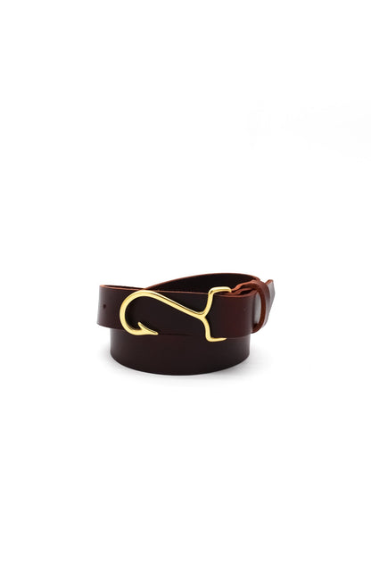 The Fish Hook Belt - Buffalo Mahogany